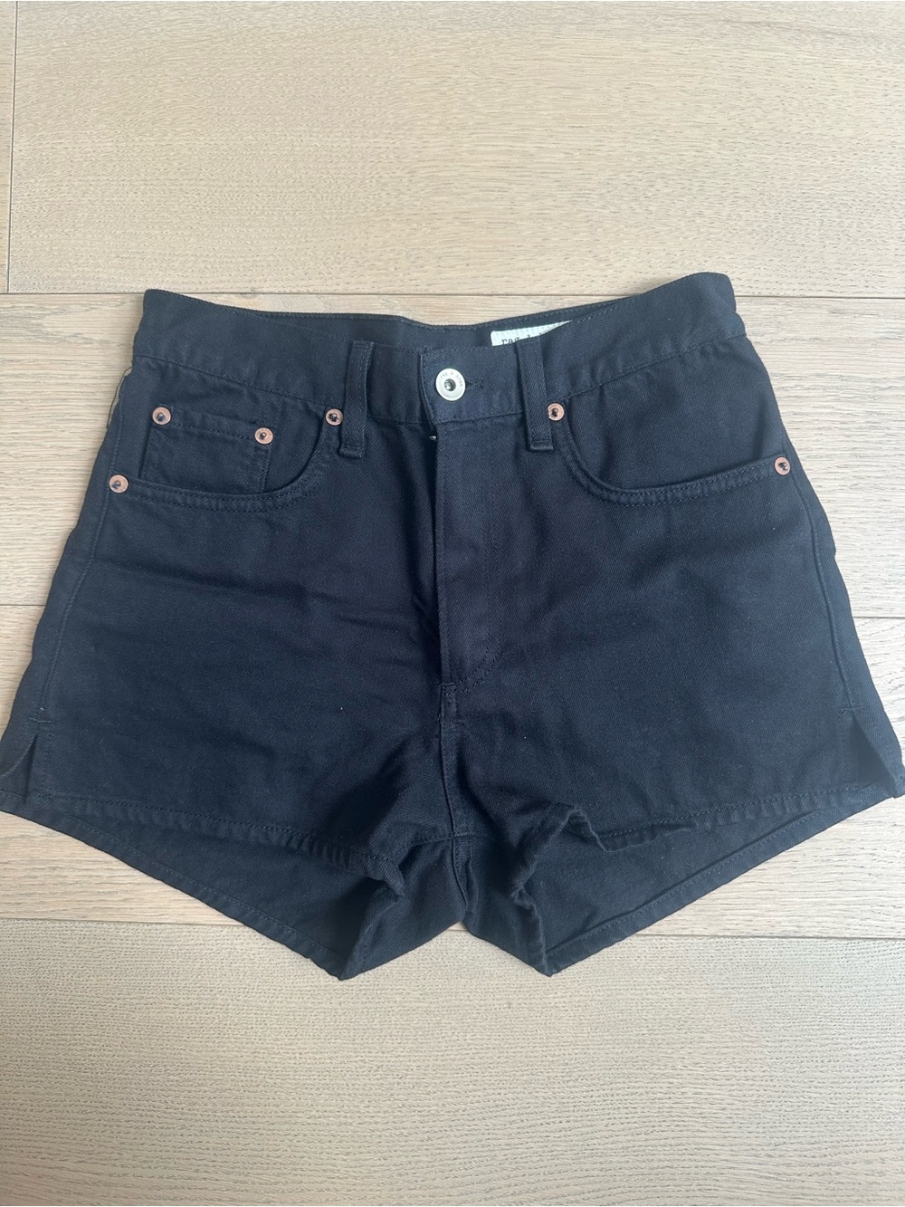 rag & bone Black High-Rise Denim Shorts